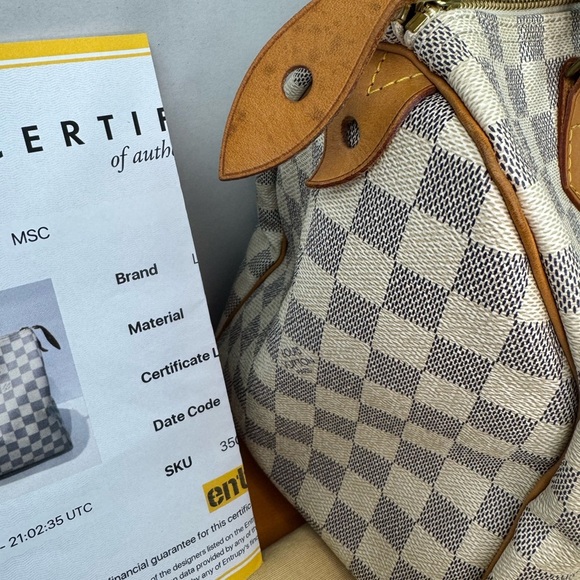 LOUIS VUITTON Damier Azur 30 Canvas Speedy Handbag Made in France. - Picture 9 of 16